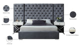 Grande Velvet / Engineered Wood / Metal / Foam Contemporary Grey Velvet King Bed (3 Boxes) - 129" W x 86" D x 64" H