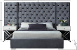 Grande Velvet / Engineered Wood / Metal / Foam Contemporary Grey Velvet King Bed (3 Boxes) - 129" W x 86" D x 64" H