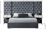 Grande Velvet / Engineered Wood / Metal / Foam Contemporary Grey Velvet Queen Bed (3 Boxes) - 113" W x 86" D x 64" H