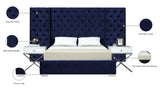 Grande Velvet / Engineered Wood / Metal / Foam Contemporary Navy Velvet King Bed (3 Boxes) - 129" W x 86" D x 64" H