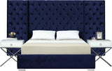 Grande Velvet / Engineered Wood / Metal / Foam Contemporary Navy Velvet King Bed (3 Boxes) - 129" W x 86" D x 64" H