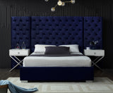 Grande Velvet / Engineered Wood / Metal / Foam Contemporary Navy Velvet King Bed (3 Boxes) - 129" W x 86" D x 64" H