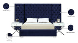 Grande Velvet / Engineered Wood / Metal / Foam Contemporary Navy Velvet Queen Bed (3 Boxes) - 113" W x 86" D x 64" H