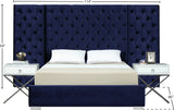 Grande Velvet / Engineered Wood / Metal / Foam Contemporary Navy Velvet Queen Bed (3 Boxes) - 113" W x 86" D x 64" H