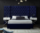 Grande Velvet / Engineered Wood / Metal / Foam Contemporary Navy Velvet Queen Bed (3 Boxes) - 113" W x 86" D x 64" H