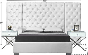 Grande Velvet / Engineered Wood / Metal / Foam Contemporary White Velvet King Bed (3 Boxes) - 129" W x 86" D x 64" H