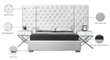 Grande Velvet / Engineered Wood / Metal / Foam Contemporary White Velvet King Bed (3 Boxes) - 129" W x 86" D x 64" H