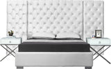 Grande Velvet / Engineered Wood / Metal / Foam Contemporary White Velvet King Bed (3 Boxes) - 129" W x 86" D x 64" H