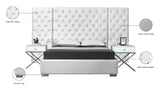 Grande Velvet / Engineered Wood / Metal / Foam Contemporary White Velvet Queen Bed (3 Boxes) - 113" W x 86" D x 64" H