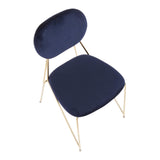 Gwen Contemporary-Glam Chair in Gold Metal with Blue Velvet by LumiSource - Set of 2