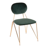 Gwen Contemporary-Glam Chair in Gold Metal with Green Velvet by LumiSource - Set of 2
