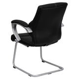 English Elm EE1961 Contemporary Commercial Grade Leather Side Chair Black EEV-14201
