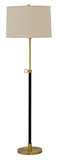Hardwick adjustable floor lamp in antique brass with brown leather accents