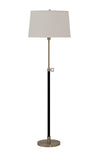 Hardwick adjustable floor lamp in satin nickel with black leather accents