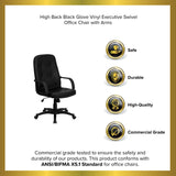 English Elm EE1956 Contemporary Commercial Grade Vinyl Executive Office Chair Black EEV-14187