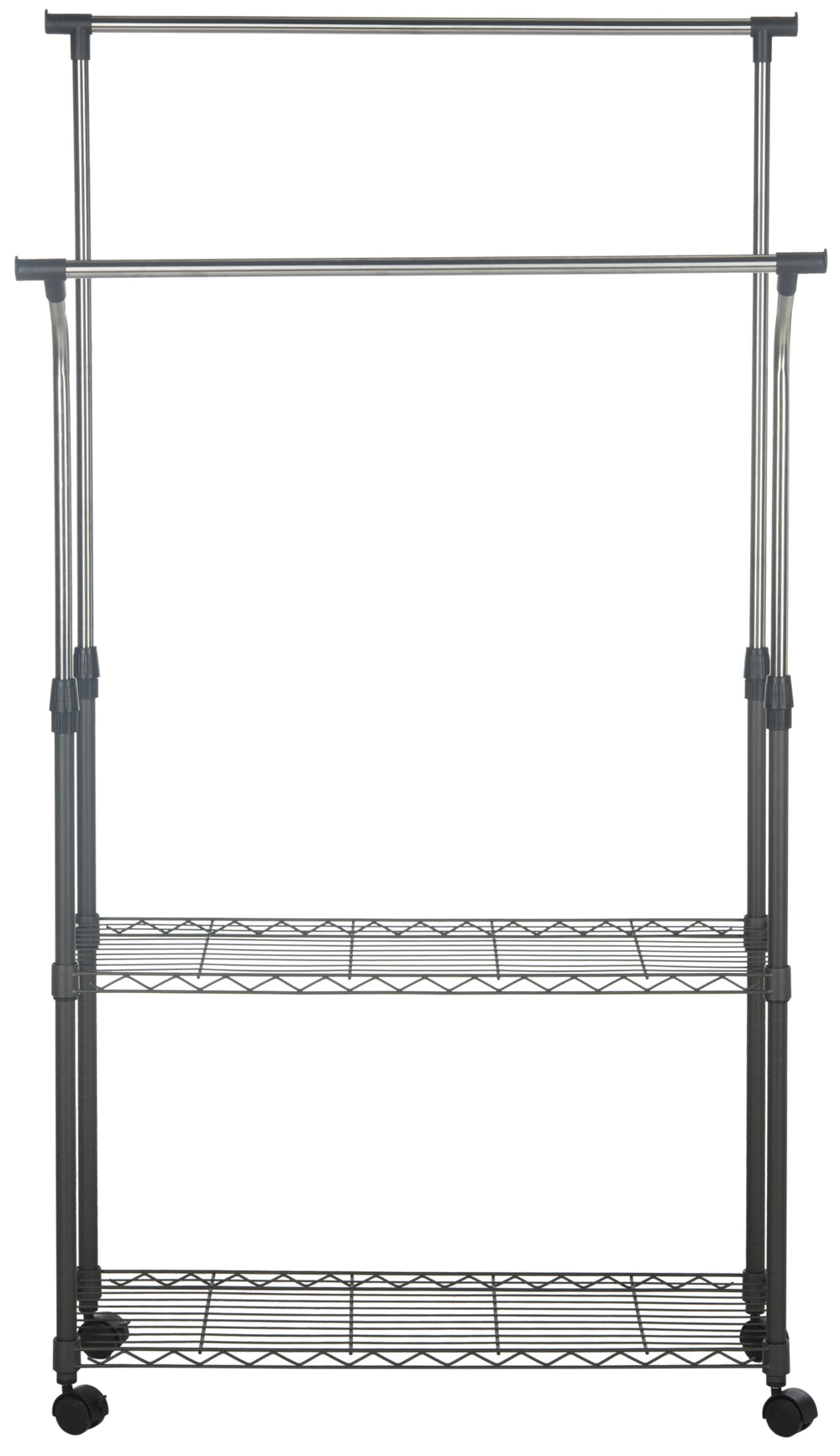 Giorgio Double Rod Clothes Rack - Stylish Chrome Wardrobe with Shelves for Maximum Storage Space