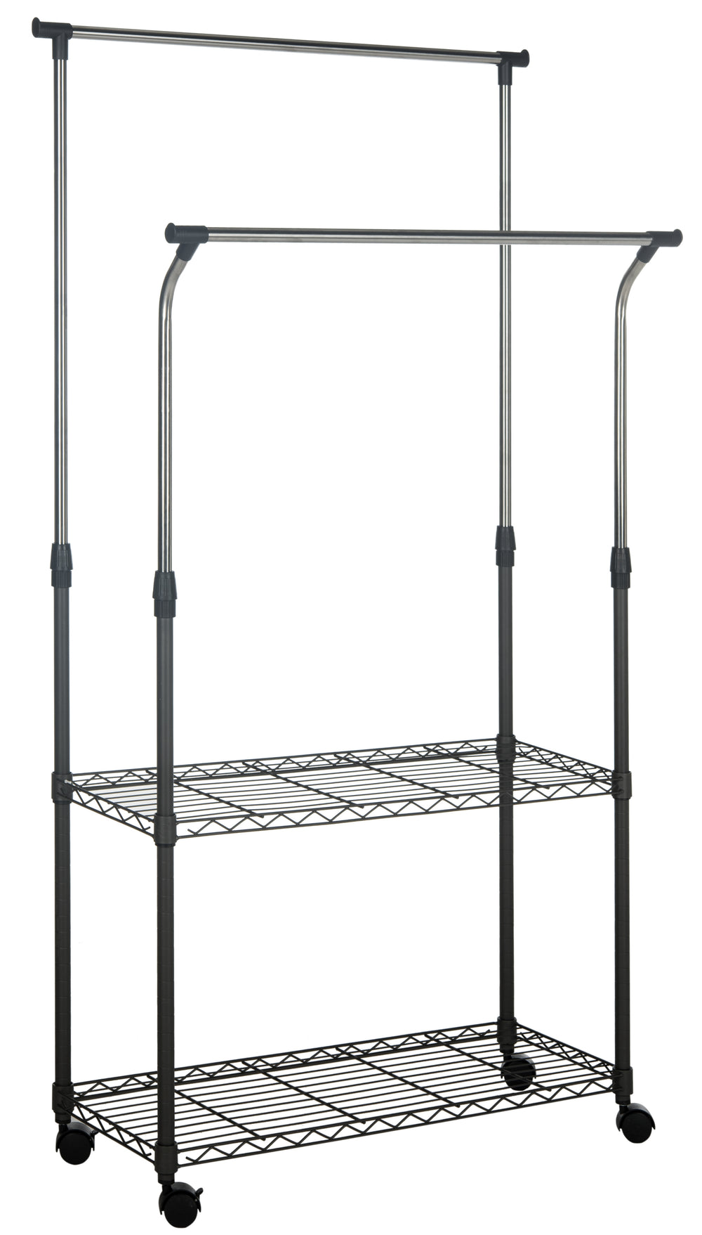 Giorgio Double Rod Clothes Rack - Stylish Chrome Wardrobe with Shelves for Maximum Storage Space