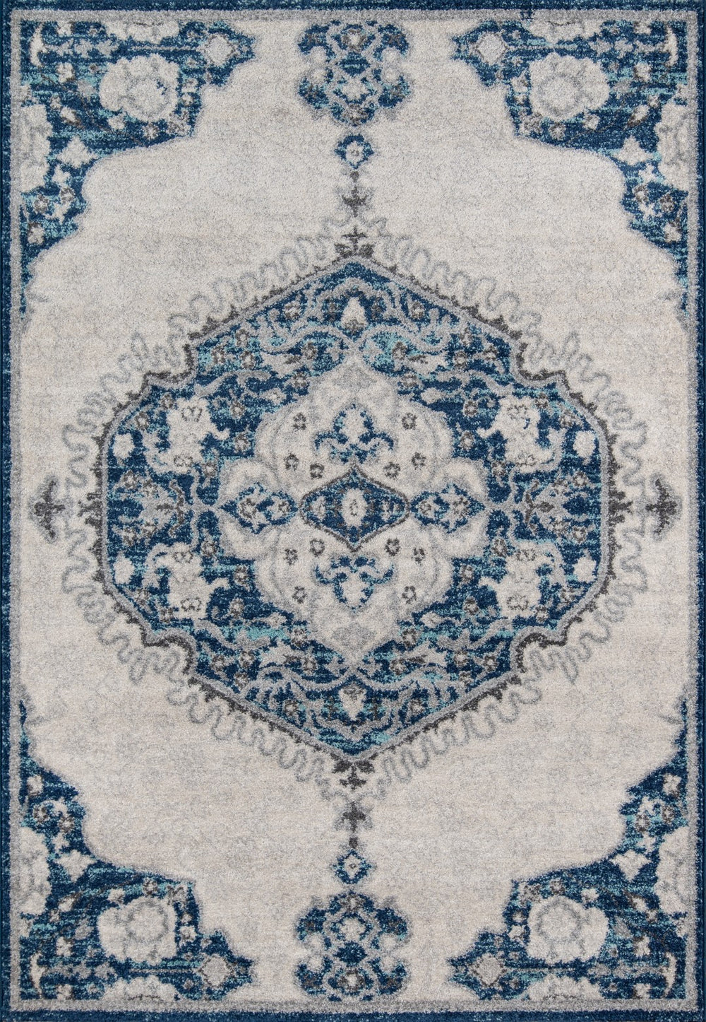 Momeni Haley HAL-3 Machine Made Traditional Medallion Indoor Area Rug Grey 9'3" x 12'6" HALEYHAL-3GRY93C6