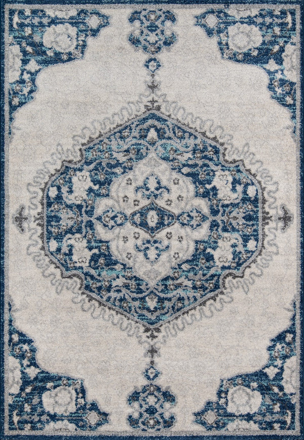 Momeni Haley HAL-3 Machine Made Traditional Medallion Indoor Area Rug Grey 9'3" x 12'6" HALEYHAL-3GRY93C6