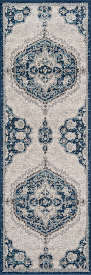 Momeni Haley HAL-3 Machine Made Traditional Medallion Indoor Area Rug Grey 9'3" x 12'6" HALEYHAL-3GRY93C6