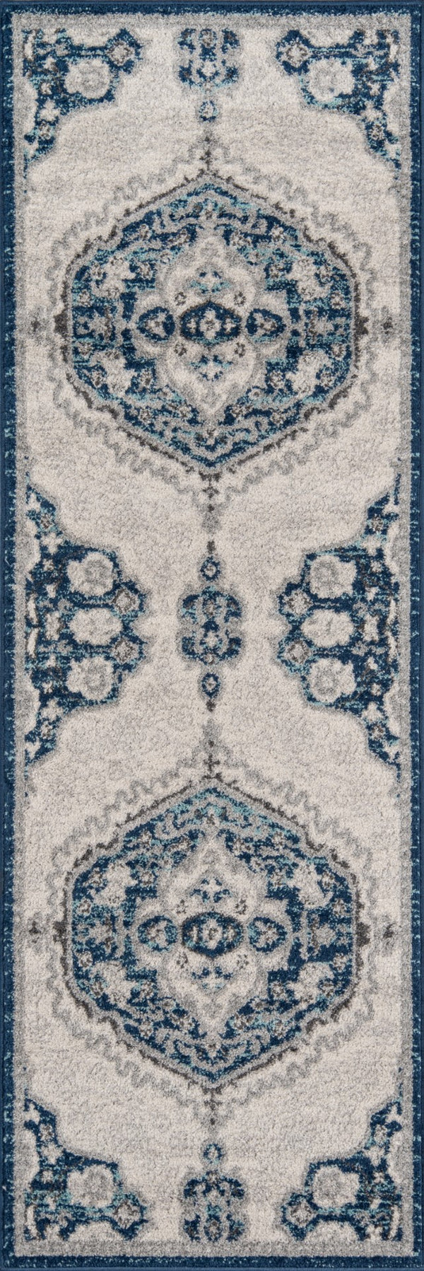Momeni Haley HAL-3 Machine Made Traditional Medallion Indoor Area Rug Grey 9'3" x 12'6" HALEYHAL-3GRY93C6