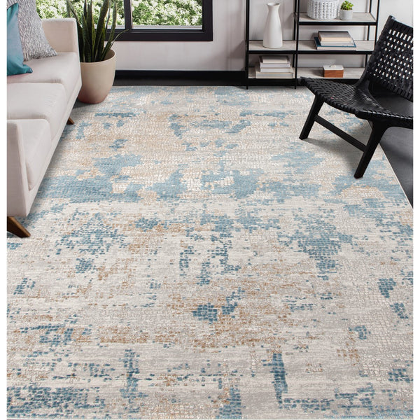 AMER Rugs Hamilton HAM-2 Power-Loomed Abstract Modern & Contemporary Area Rug Light Blue 8'6" x 11'6"