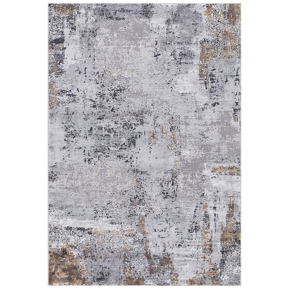 AMER Rugs Hamilton HAM-5 Power-Loomed Abstract Modern & Contemporary Area Rug Gray/Gold 8'6" x 11'6"