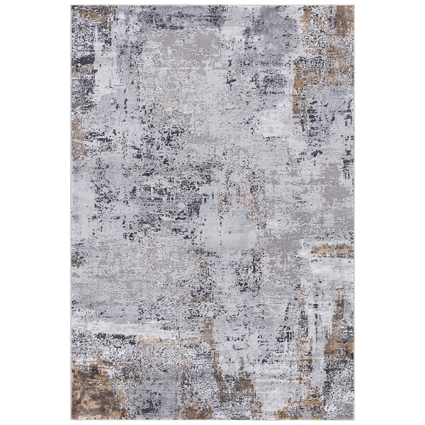 AMER Rugs Hamilton HAM-5 Power-Loomed Abstract Modern & Contemporary Area Rug Gray/Gold 8'6" x 11'6"