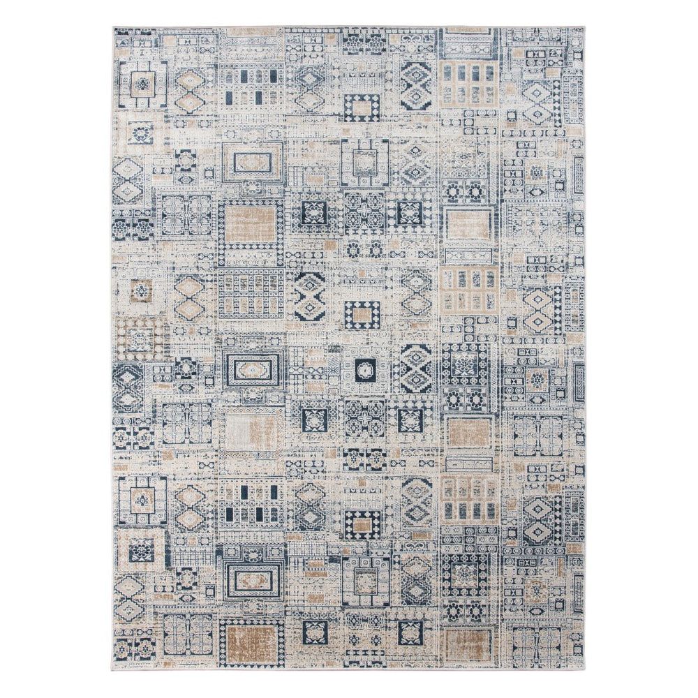 AMER Rugs Hamilton HAM-7 Power-Loomed Aztec Modern & Contemporary Area Rug Navy/Gold 8'6" x 11'6"