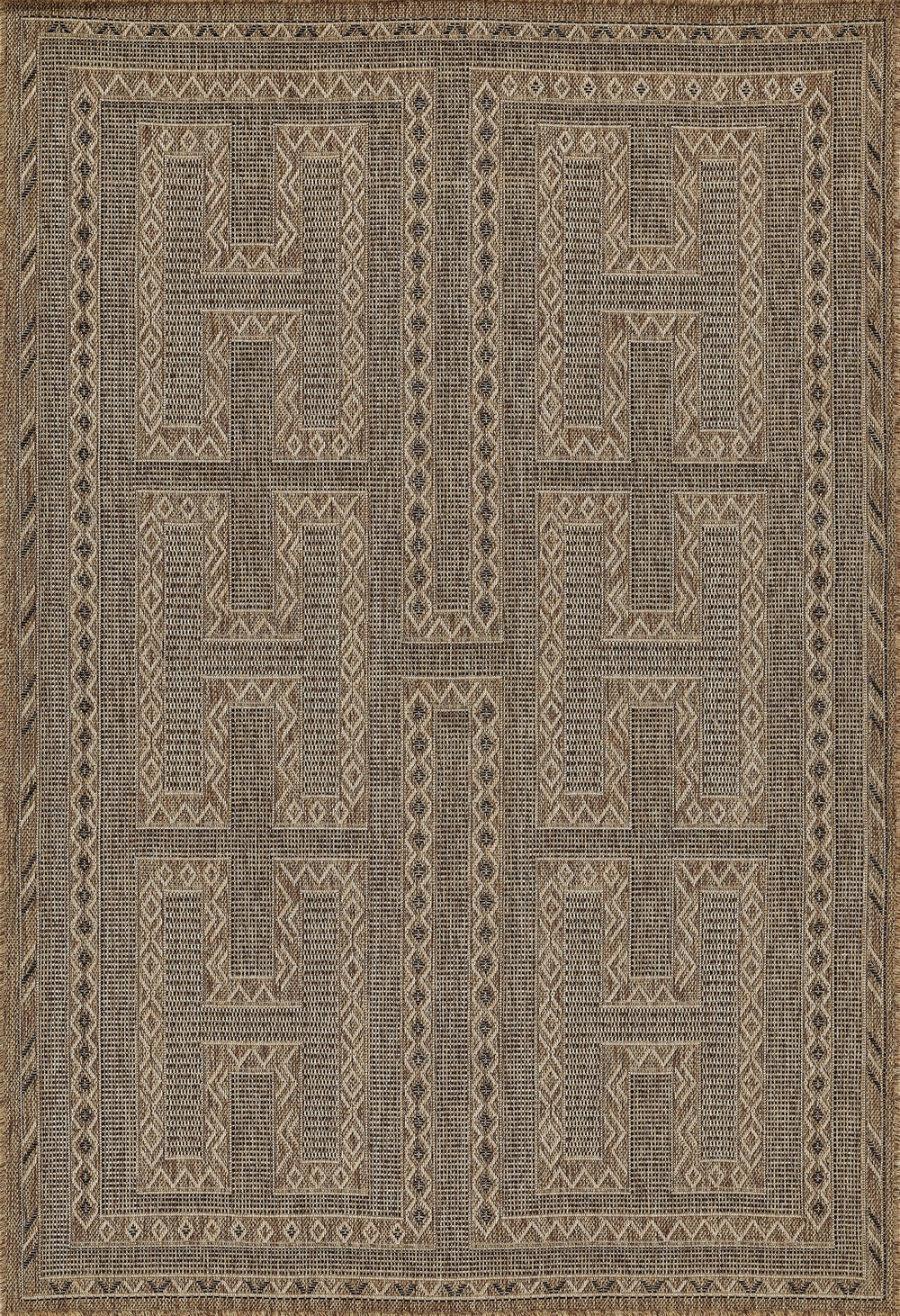 Momeni Hampton HAM-2 Machine Made Transitional Geometric Indoor/Outdoor Area Rug Natural 9' x 12' HAMPOHAM-2NAT90C0