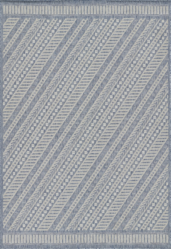 Momeni Hampton HAM-3 Machine Made Transitional Geometric Indoor/Outdoor Area Rug Blue 9' x 12' HAMPOHAM-3BLU90C0