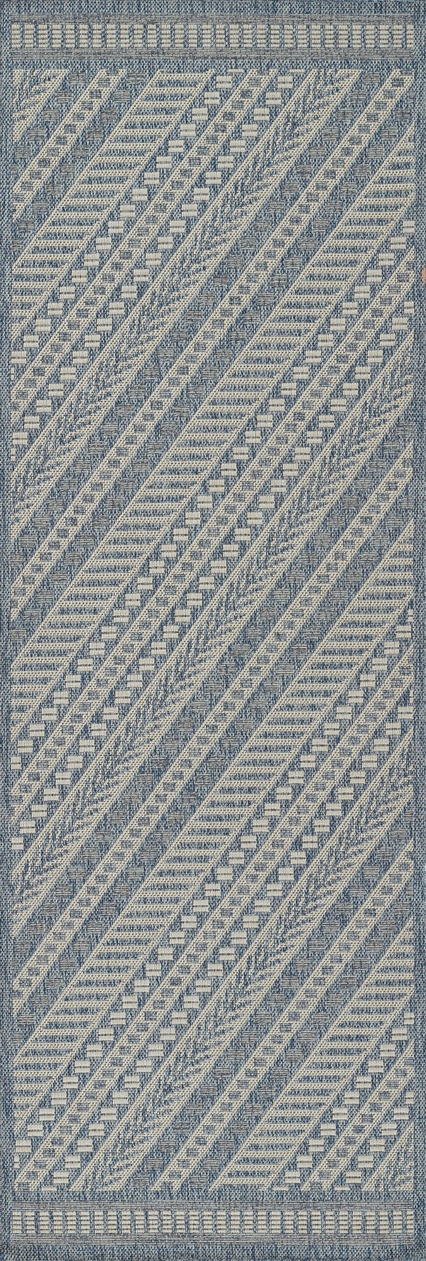 Momeni Hampton HAM-3 Machine Made Transitional Geometric Indoor/Outdoor Area Rug Blue 9' x 12' HAMPOHAM-3BLU90C0