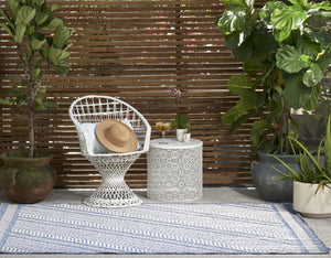 Momeni Hampton HAM-3 Machine Made Transitional Geometric Indoor/Outdoor Area Rug Blue 9' x 12' HAMPOHAM-3BLU90C0