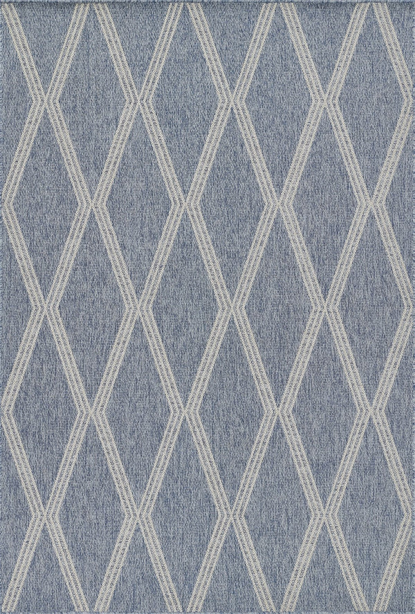 Momeni Hampton HAM-5 Machine Made Transitional Geometric Indoor/Outdoor Area Rug Blue 9' x 12' HAMPOHAM-5BLU90C0