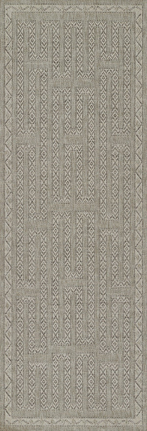 Momeni Hampton HAM-8 Machine Made Transitional Geometric Indoor/Outdoor Area Rug Grey 9' x 12' HAMPOHAM-8GRY90C0