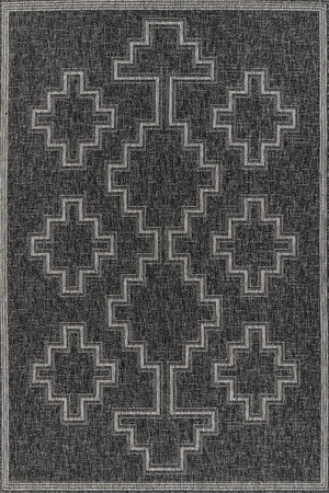 Momeni Hampton HAM-9 Machine Made Transitional Geometric Indoor/Outdoor Area Rug Black 9' x 12' HAMPOHAM-9BLK90C0