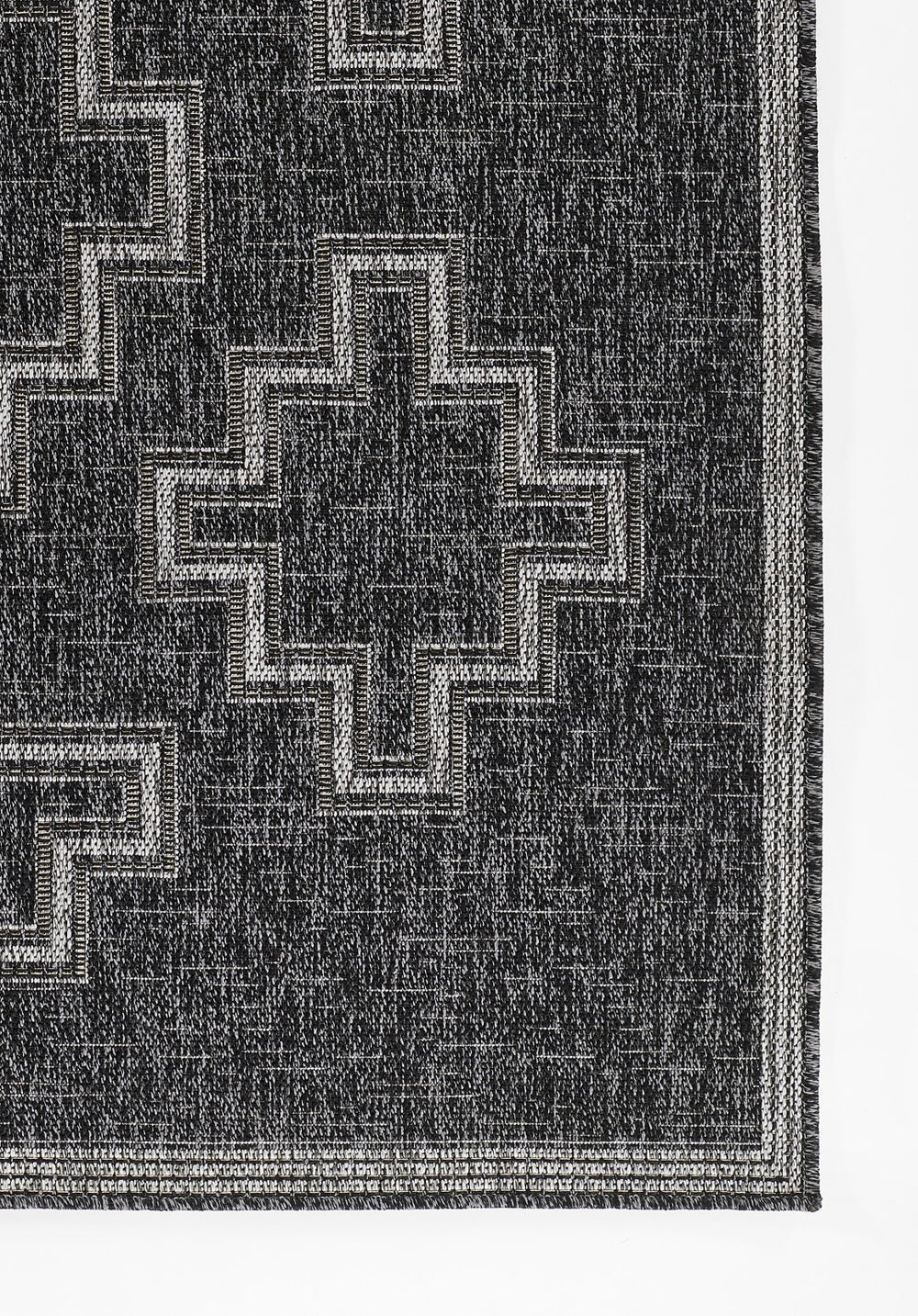Momeni Hampton HAM-9 Machine Made Transitional Geometric Indoor/Outdoor Area Rug Black 9' x 12' HAMPOHAM-9BLK90C0