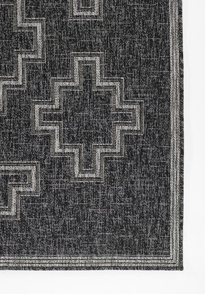 Momeni Hampton HAM-9 Machine Made Transitional Geometric Indoor/Outdoor Area Rug Black 9' x 12' HAMPOHAM-9BLK90C0