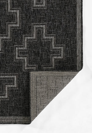 Momeni Hampton HAM-9 Machine Made Transitional Geometric Indoor/Outdoor Area Rug Black 9' x 12' HAMPOHAM-9BLK90C0
