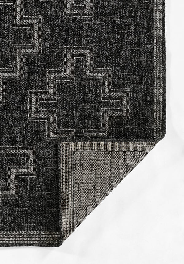 Momeni Hampton HAM-9 Machine Made Transitional Geometric Indoor/Outdoor Area Rug Black 9' x 12' HAMPOHAM-9BLK90C0