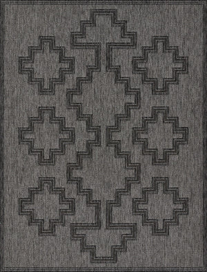 Momeni Hampton HAM-9 Machine Made Transitional Geometric Indoor/Outdoor Area Rug Charcoal 9' x 12' HAMPOHAM-9CHR90C0