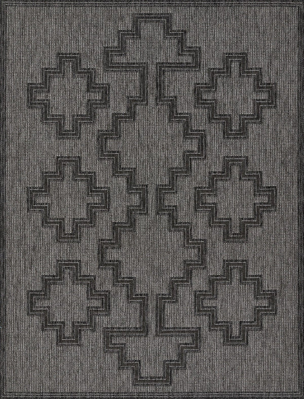 Momeni Hampton HAM-9 Machine Made Transitional Geometric Indoor/Outdoor Area Rug Charcoal 9' x 12' HAMPOHAM-9CHR90C0