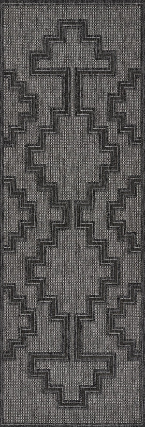 Momeni Hampton HAM-9 Machine Made Transitional Geometric Indoor/Outdoor Area Rug Charcoal 9' x 12' HAMPOHAM-9CHR90C0