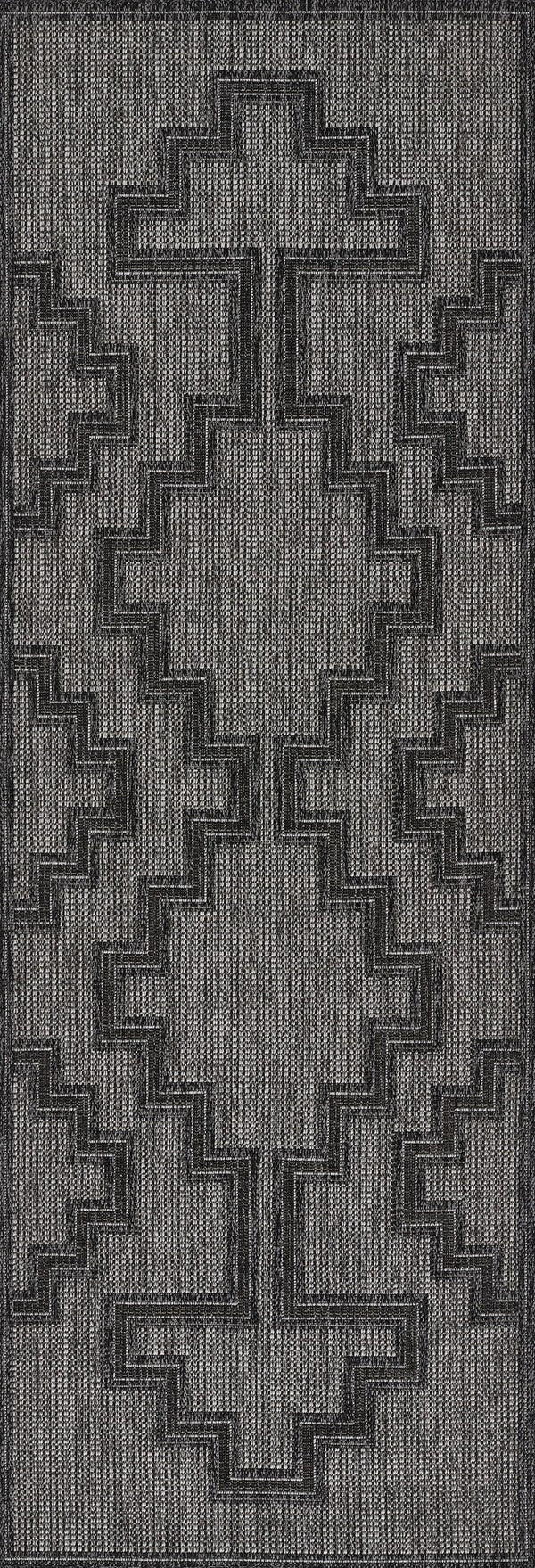 Momeni Hampton HAM-9 Machine Made Transitional Geometric Indoor/Outdoor Area Rug Charcoal 9' x 12' HAMPOHAM-9CHR90C0