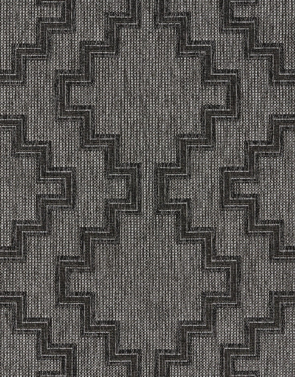Momeni Hampton HAM-9 Machine Made Transitional Geometric Indoor/Outdoor Area Rug Charcoal 9' x 12' HAMPOHAM-9CHR90C0