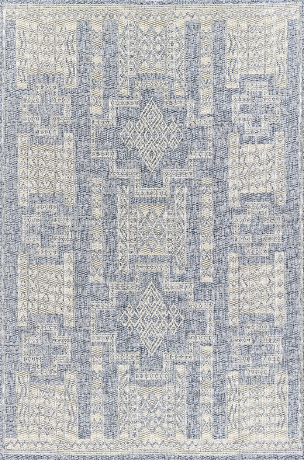 Momeni Hampton HAM10 Machine Made Transitional Geometric Indoor/Outdoor Area Rug Blue 9' x 12' HAMPOHAM10BLU90C0