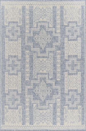 Momeni Hampton HAM10 Machine Made Transitional Geometric Indoor/Outdoor Area Rug Blue 9' x 12' HAMPOHAM10BLU90C0