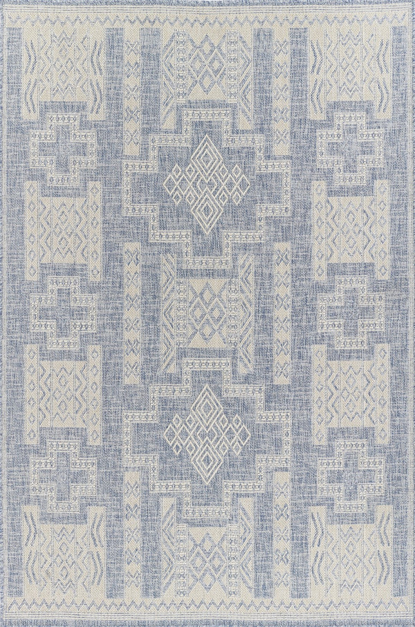 Momeni Hampton HAM10 Machine Made Transitional Geometric Indoor/Outdoor Area Rug Blue 9' x 12' HAMPOHAM10BLU90C0