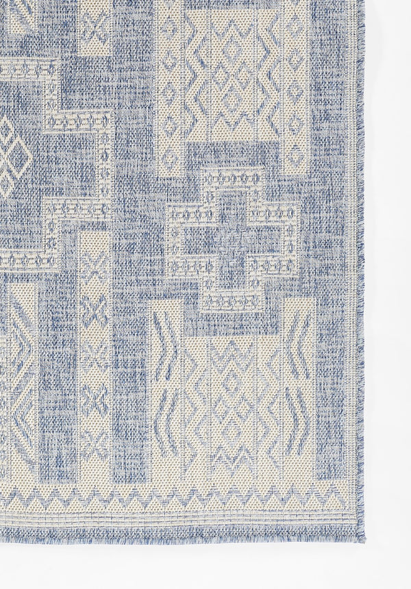 Momeni Hampton HAM10 Machine Made Transitional Geometric Indoor/Outdoor Area Rug Blue 9' x 12' HAMPOHAM10BLU90C0