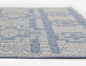 Momeni Hampton HAM10 Machine Made Transitional Geometric Indoor/Outdoor Area Rug Blue 9' x 12' HAMPOHAM10BLU90C0